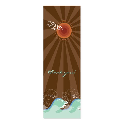 Cool Waves and Brown Sun Thank You Gift /Favor Tag Business Cards (back side)