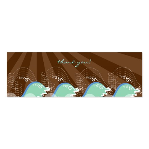 Cool Waves and Brown Sun Thank You Gift /Favor Tag Business Card Templates (back side)