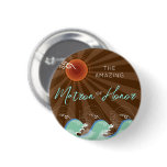 Cool Waves & Brown Sun Name Tag Wedding Button buttons