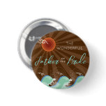 Cool Waves & Brown Sun Name Tag Wedding Button buttons