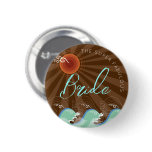 Cool Waves & Brown Sun Name Tag Wedding Button buttons