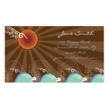 Cool Waves Tropical Summer Sun Brown Stripes Beach Business Card Template