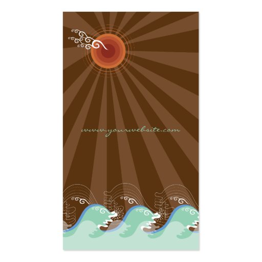 Cool Waves Tropical Summer Sun Brown Stripes Beach Business Cards (back side)