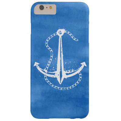 Cool White Blue Anchor Nautical Barely There iPhone 6 Plus Case