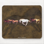 Cool White Mustang Horse Herd & 2-D Faux leather Mousepad