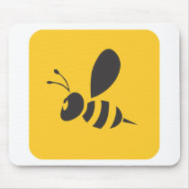 Cool Yellow Bee Icon Logo Shirt Mouse Pad