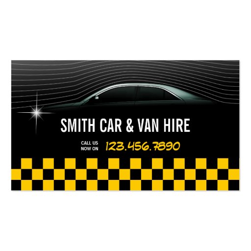 Cool Yellow Checkered Car & Van Hire Business Card
