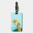Cool Yellow Giraffe On Blue Background Tags For Luggage