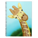 Cool Yellow Giraffe On Blue Background Spiral Note Books