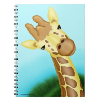 Cool Yellow Giraffe On Blue Background Spiral Note Books
