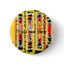 Cool yellow orange and black psychedelic rectangle pinback button