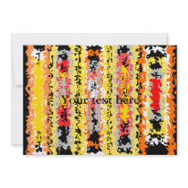 Cool yellow orange and black psychedelic rectangle custom invitations