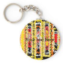 Cool yellow orange and black psychedelic rectangle key chains