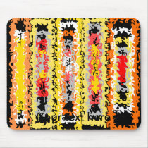 Cool yellow orange and black psychedelic rectangle mousepads