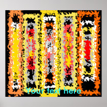 Cool yellow orange and black psychedelic rectangle posters