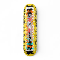 Cool yellow orange and black psychedelic rectangle skate decks