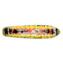 Cool yellow orange and black psychedelic rectangle skate deck