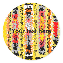 Cool yellow orange and black psychedelic rectangle sticker