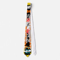 Cool yellow orange and black psychedelic rectangle necktie