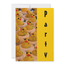 Cool Yellow Rubber Duckys Funny Party Invitation by SmilinEyesTreasures Cool Yellow Rubber Duckys Funny Party Invitation