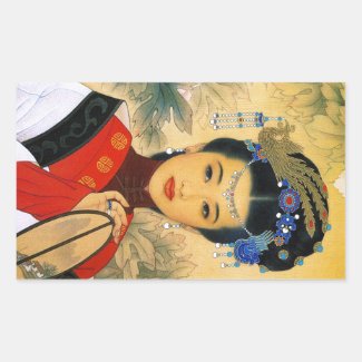 Cool young beautiful chinese prince Guo Jin art Rectangular Sticker