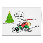 Cool Yule Santa Motorcycle Christmas Greeting Card