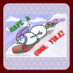 Cool Yule Snowman Square Sticker stickers