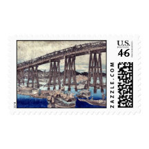 Cooling off at Ryogoku Bridge by Ando, Hiroshige Postage Stamps