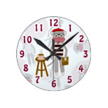 Coolsville Beatnik Sockmonkey Round Wall Clocks