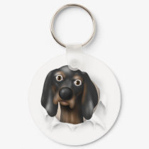 Coonhound (Black and Tan) Busting Out keychains