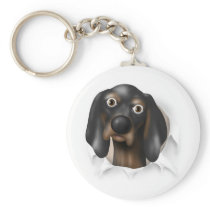 Coonhound (Black and Tan) Busting Out keychains