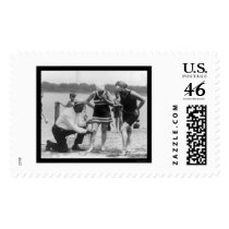 Cop Measuring Swimsuit Length 1922 Stamp