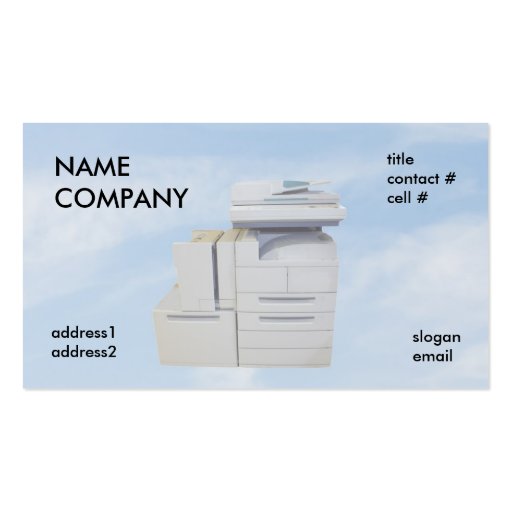 copier on blue clouds business card templates