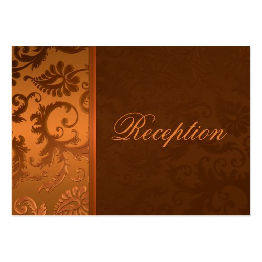 Copper and Brown Damask II Enclosure Card Business Cards (front side)