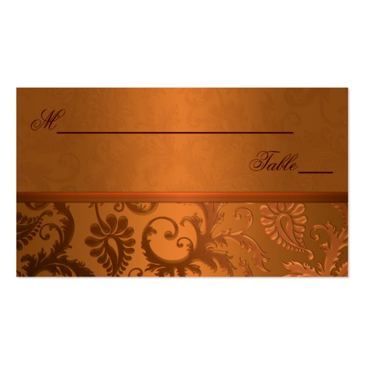 Copper and Brown Damask Place Cards Business Card