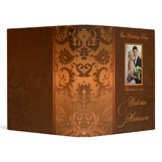 Copper and Brown Damask Wedding Binder/Album binder