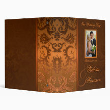 Copper and Brown Damask Wedding Binder/Album