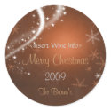 Copper and Gold Personalized Christmas Wine Labels sticker