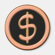 COPPER DOLLAR SIGN FRIDGE MAGNET