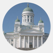 Copper-Domed Church In Helsinki Round Sticker