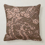 Copper Dragon on Brown Leather Texture pillows