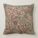 Copper Dragon on Khaki Leather Texture pillows