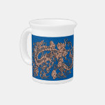 Copper Dragon on Lapis Blue Leather Texture pitchers