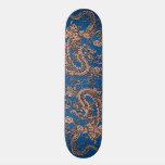Copper Dragon on Lapis Blue Leather Texture skateboards