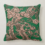Copper Dragon on Pine Green Leather Texture pillows
