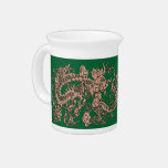 Copper Dragon on Pine Green Leather Texture pitchers