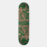 Copper Dragon on Pine Green Leather Texture skateboards