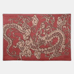 Copper Dragon on Red Leather Texture placemats