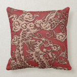 Copper Dragon on Red Leather Texture pillows