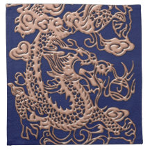 Copper Dragon on Royal Blue Leather Texture Napkins